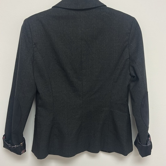 British Khaki Gray Plaid Elbow Patch Blazer Jacket Women's M - Picture 6 of 7